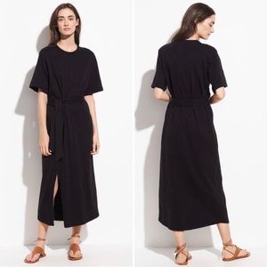 VINCE Black Short Sleeve Midi Wrap shirt Dress